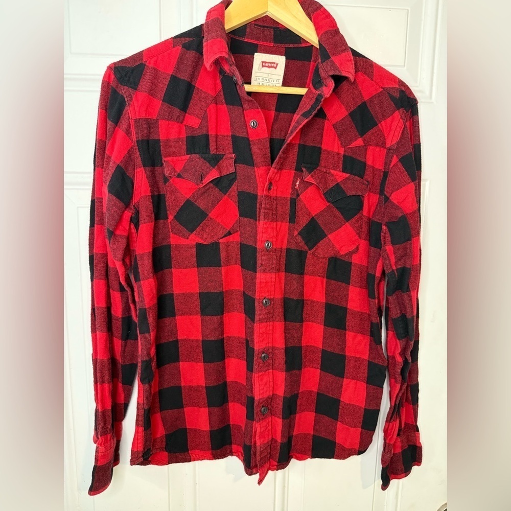 Levi's Red and Black Casual Button Down Shirt